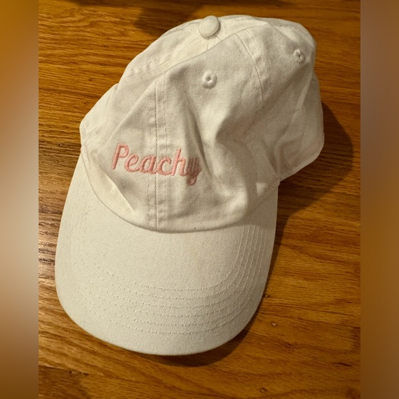 Brandy Melville Peachy Pink White 100% Cotton Baseball Cap Strapback John Galt - Picture 2 of 4